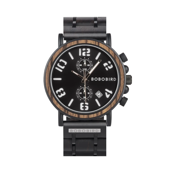 Мужские часы BOBO BIRD кварцевые наручные часы оригинальная брендовая с деревянной многофункциональной resrelogio masculino водонепроницаемые светящиеся Индивидуальные - Цвет: M-S26-4