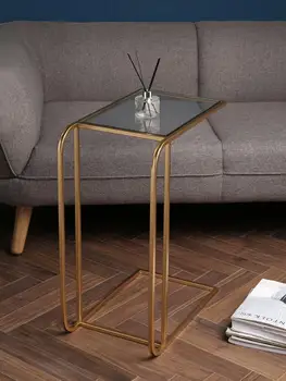 

Nordic Style Small Apartment Side Table Modern Simple Living Room Metal Corner Table Sofa Side Table Glass Small Coffee Table