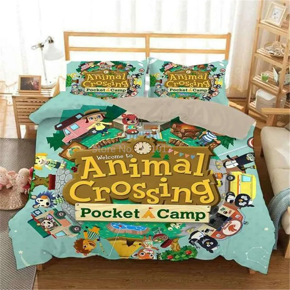Animal Crossing Beach Double Bedding Set Reversible Duvet Cover Children's 