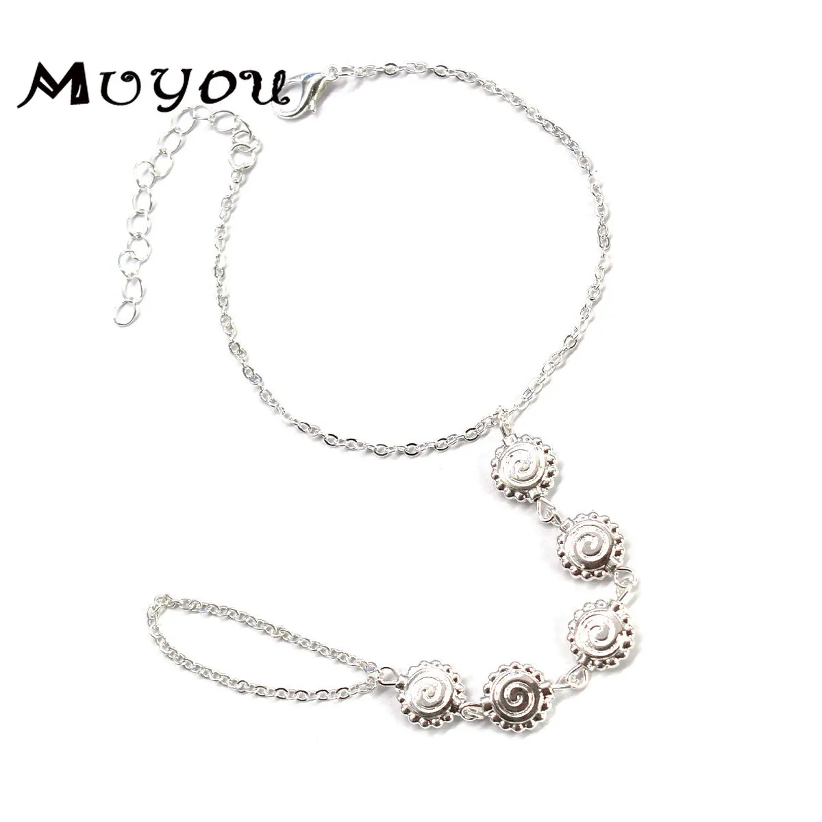 Женская Длинная цепочка браслет с подвеской женский серебряный цвет элегантная