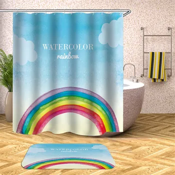 

Household Magic Rainbow Shower Curtains Waterproof Fabric Bathroom Curtain With Hooks Mildew Proof Bath SPA Curtain