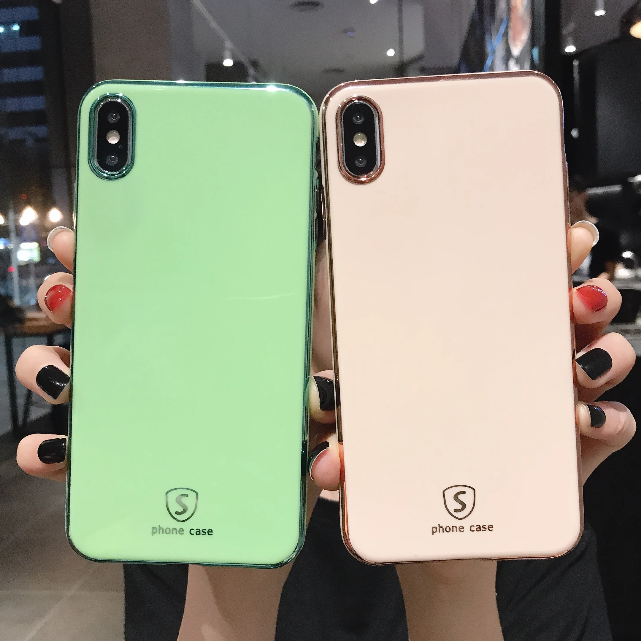 

Electroplating ultra-thin Phone Case for iPhone XS XR XS MAX Case For iPhone X 6 6S 7 8 Plus pure color Soft Phone Back Cover