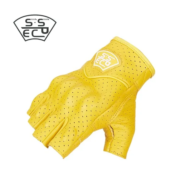 Перчатки для мотоцикла SSPEC, кожаные защитные перчатки в стиле ретро, перчатки для мотокросса, летние перчатки для мотогонок - Цвет: YELLOW