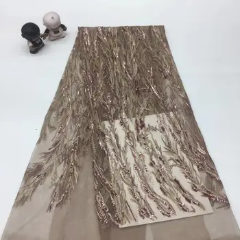 

Madison High Quality Embroidery Nigerian Net Lace Fabric for Sewing Latest French Mesh Tulle Lace Fabrics with Sequins