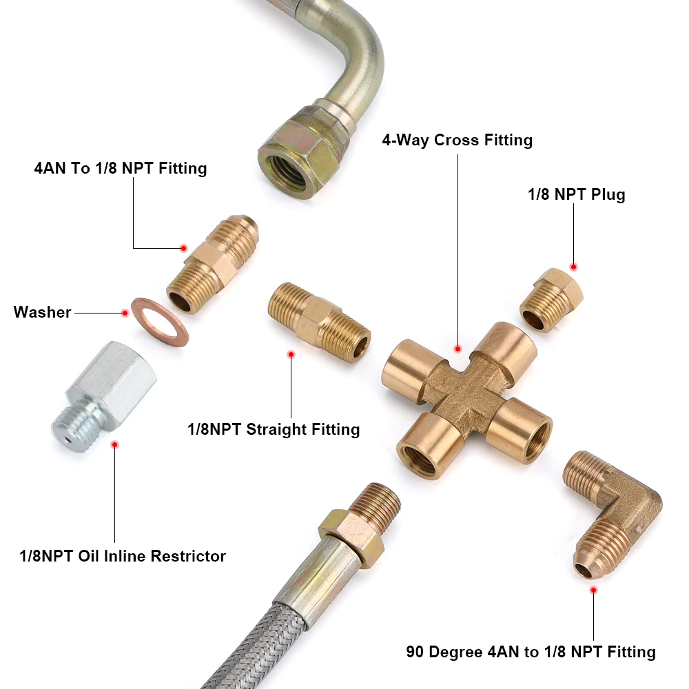 VR 1/8 NPT 4AN T3 T4 T3/T4 T04E T70 T66 T67 Gt35 Gt45 турбо линия подачи масла возврата сливная Линия