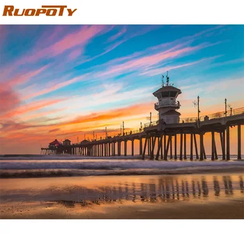 

RUOPOTY Frame Picture Diy Painting By Numbers Landscape Kit Modern Home Wall Art Picture Unique Gift For Home Decors Artworks