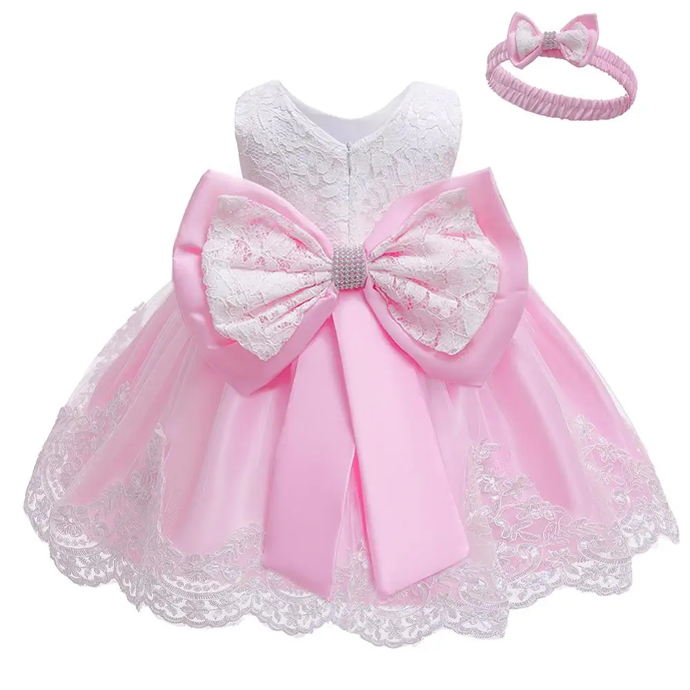 Для маленьких девочек; Одежда для девочек; свадебное платье для новорожденных на крестины; платье принцессы до 1 года; наряд для первого дня рождения Праздничное платье для девочек - Цвет: Shrimp pink