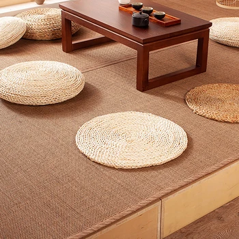 

30x30cm Seat Cushion Grass Rattan Weaving Play Mat Japanese Tatami Handmade Corn Straw Mat Futon Meditation Sofa Home Decor