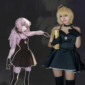 

Anime Fate Stay Night Saber Alter Arturia Pendragon Cosplay Costume Women Anime FGO Zero Fate Black Dress