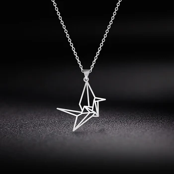 

Unift Stylish Stainless Steel Animal Charm Necklace Pendant Exquisite Origami Thousand Paper Crane Elegant Jewelry For Women