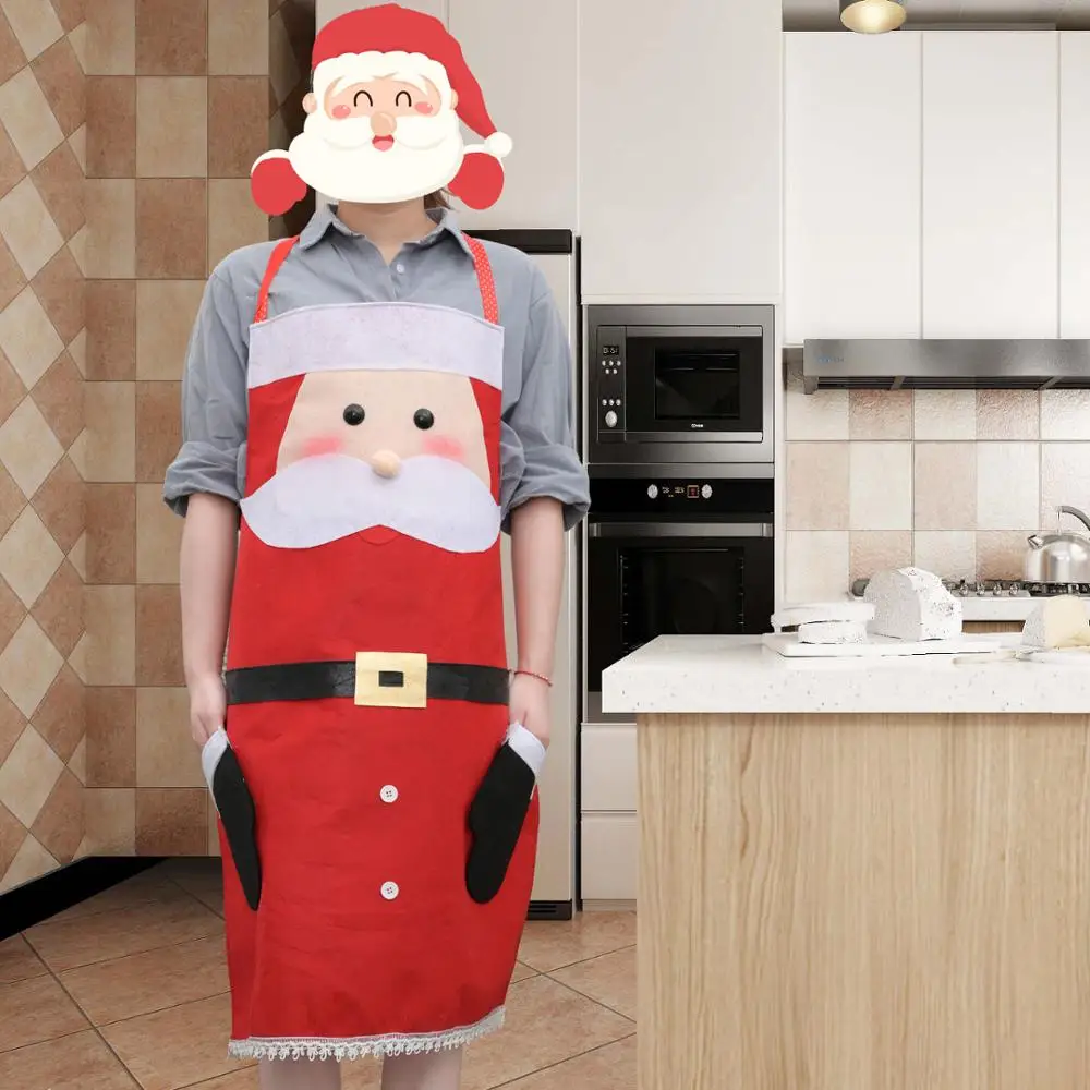 Luanqi Christmas Pinafore Apron kitchen Apron For Women Cloth Fabric Christmas Bag Merry Christmas Decorations Home Party Supply