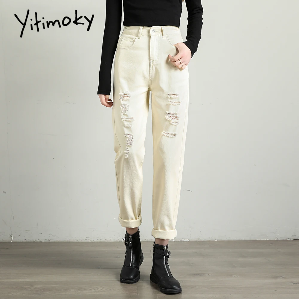 white mom jeans ripped