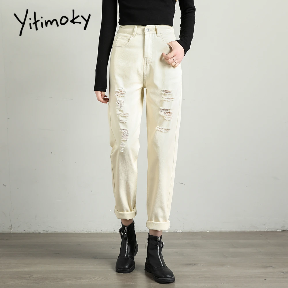 ripped white mom jeans