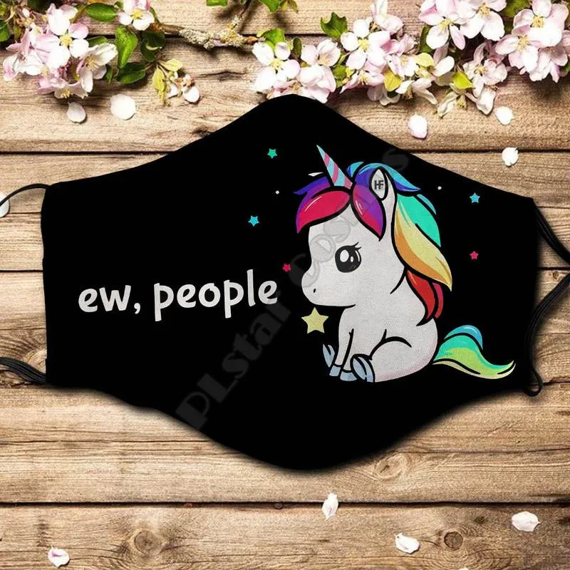 Love Unicorn Fabric Face Mask 3D printed masks Halloween party masks Unisex Adult child size Fun role playing masks