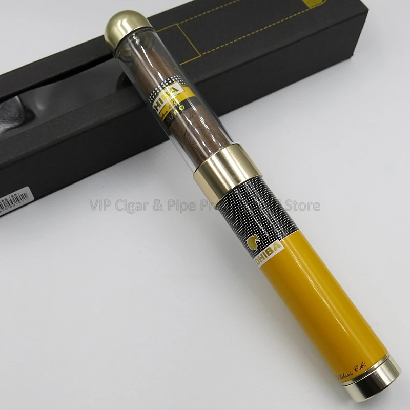 COHIBA Flexible Antihunting Cigar Tube Plastic Metal Box Travel Humidor Single Holder Jar Adjustable W/Gift | Дом и сад