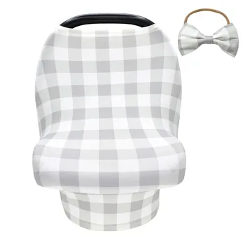 

Fresh Plaid Breastfeeding Towel Hair Band Set Multi-function Safety Seat Cover Baby Bow Hair Band Sleeping Bags