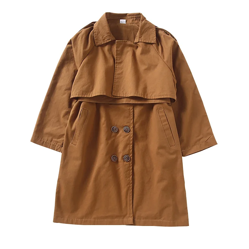 Kids Jacket Girls Trench Coats 6-16y Kids Trench Coat Spring Autumn Boys Overcoat Long Sleeve Turn-Down Collar Windbreaker