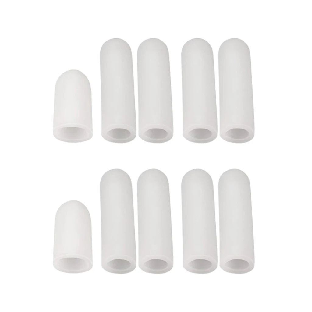 10pcs Multi-Purpose Gel Thumb Cover Protector Sleeves Finger Cots Tubes Caps for Cracked Fingertips Toe Hammer Skin Care