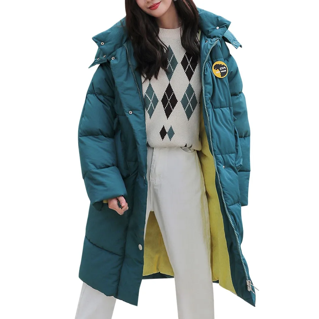 manteau femme winter coat Women Winter Dinosaur Print Hooded Pocket Long Sleeve Coat abrigos mujer invierno