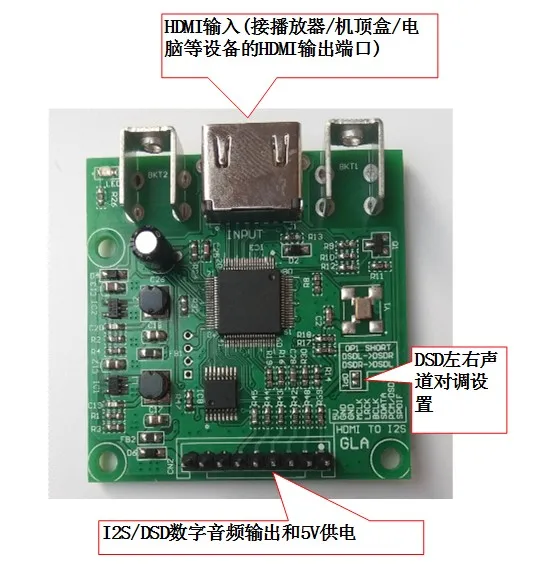 HDMI изоляция и Извлечение цифрового аудио сигнала 2S/DSD/SPDIF модуль