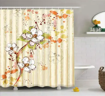 

Modern 3D Floral Bamboo Maple leaf Flower Fabric Waterproof Polyester Shower Curtains Bathroom Curtain Bath Accessory Printing