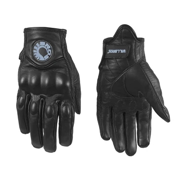 

Willbros Motorbike Motocross Leather Gloves ATV Bike Offroad Street Moto Riding Black Gloves For Men