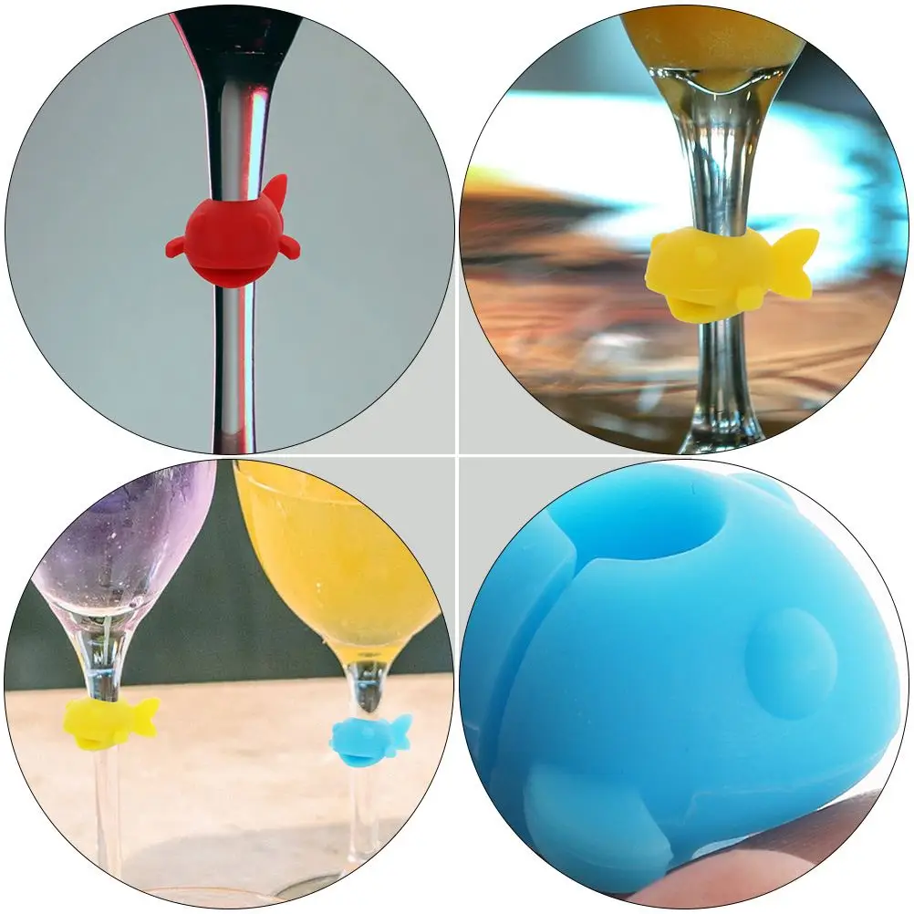 24Pcs Wine Glass Charms Party Glass Decors Identifiers guppy buckle wine glass recognizer wine glass mark Assorted Color