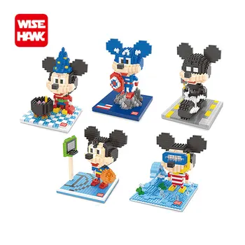 

Hot selling mini action figures funny Mickey Mouse plastic micro building block 3d DIY construction model enlighten bricks toys