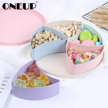 

ONEUP Wheat Straw Candy Snacks Storage Box Flower Design Food Plates Snack Candy Box Fruit Basket Wedding Decoration Organizer