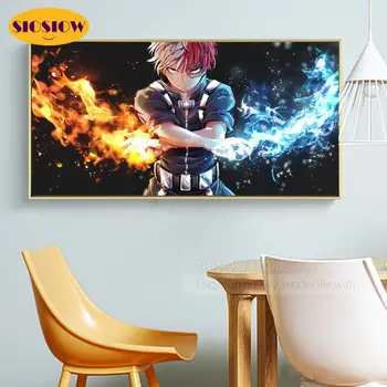 

5d Diy Daimond Painting Posters Anime Todoroki Shouto Ice Fire Diamond Mosaic Embroidery Cross Stitch Kit Cartoon Full Set Sale