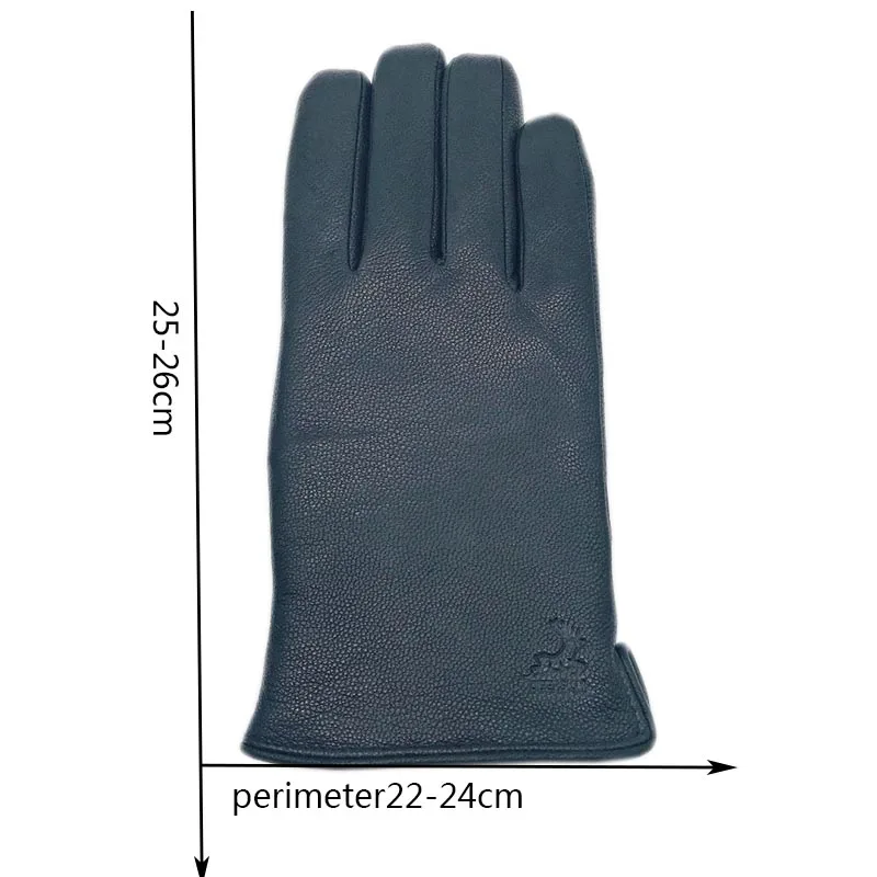 winter cycling gloves mens Winter men's 2020 new style deerskin thick wool gloves warmth soft and patternless deerskin gloves men gloves black lamb wool li driver gloves