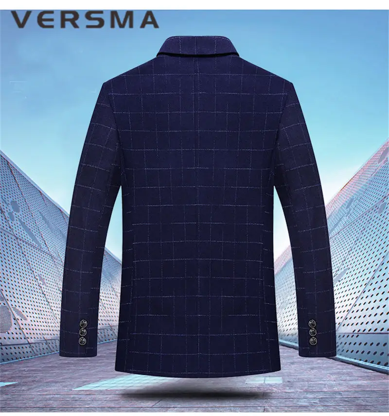 VERSMA клетчатый Мужской Блейзер Мужской пиджак мужской Masculino дизайн зауженное пальто впору Блейзер стили мужской повседневный Блейзер Куртки дропшиппинг