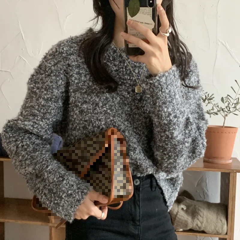 Neploe Chic Crazy Style Loose Warm Knit Sweater Winter Cloth O Neck Pullover Long Sleeve Pull Femme Solid Sueter Mujer Inverno