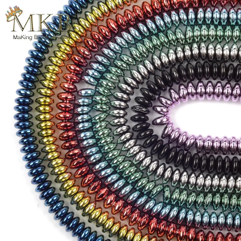 Nano Vacuum Plating Mix Color Hematite Natural Stone Flat Rondelle