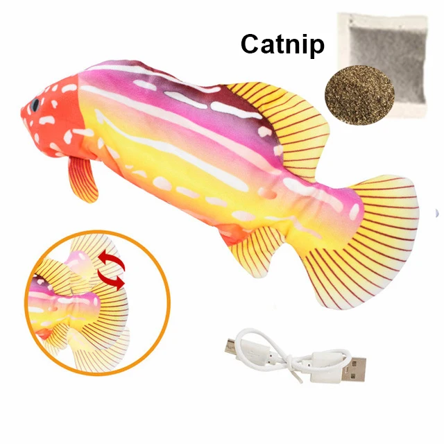 Cat Toy Fish USB Electric Charging Simulation Fish Catnip Cat Pet Chew Bite Interactive Cat Toys Dropshiping Floppy Wagging Fish 