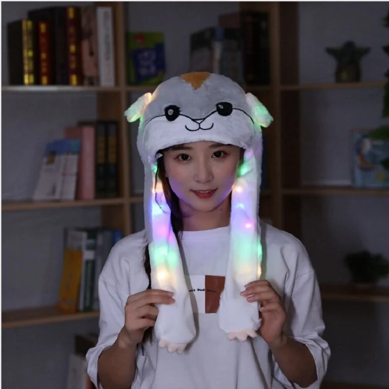 A hamster hat that moves by pinching its ears Gift photo props, balloon hats Plush toy hat Wacky hat photo
