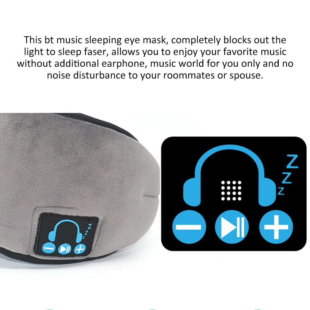 Music Sleeping Eye Mask Wireless Stereo BT Earphone Sleep Mask Soft Earphones Support Handsfree Sleeping Eye Mask