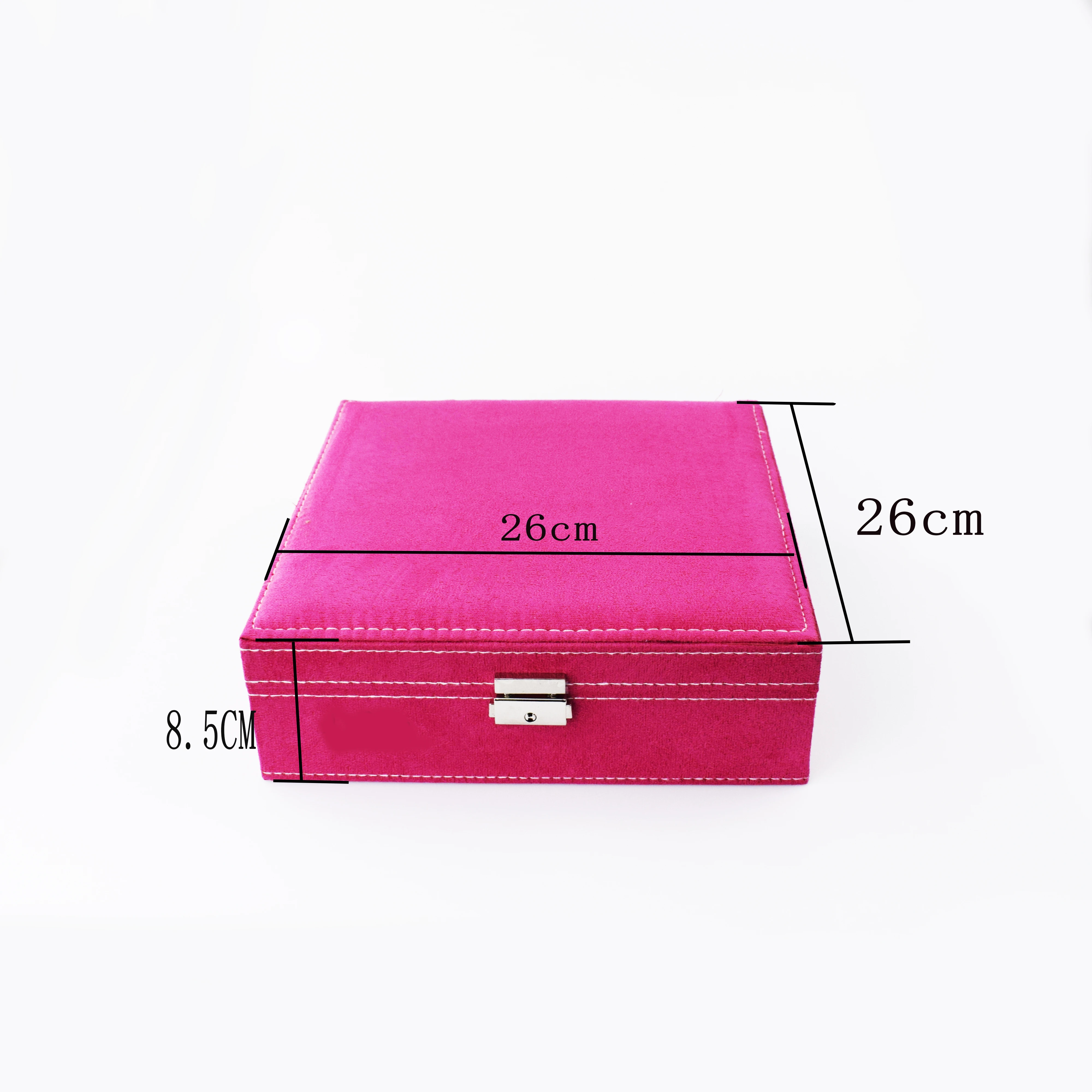 Ярко-розовый двухслойный короб для ювелирных изделий, органайзер, чехол для хранения с замком