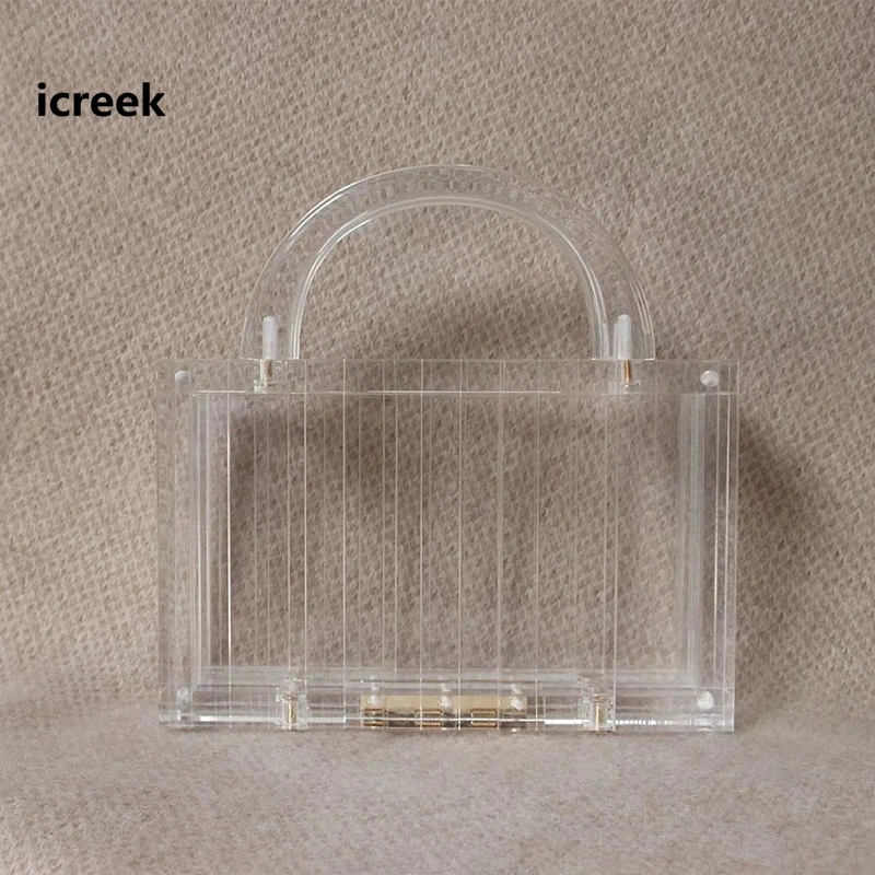 

2019Stylish Trendy Handbag Brand Fashion Women Handbag Transparent Acrylic Clear Clutch Luxury Party Prom Evening Bag Casual Box
