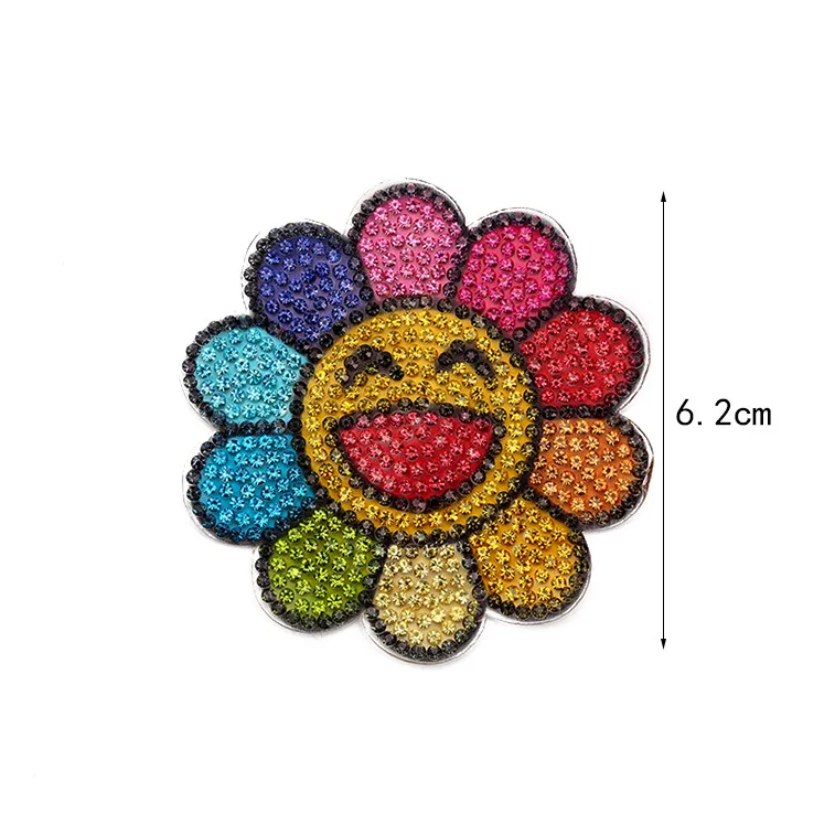 Sun Flower Star мультфильм горный хрусталь аппликация 3D железная Женская одежда ручной работы Diy патч вышитые платья железные на заплатках - Цвет: 6.2cm sunflowers