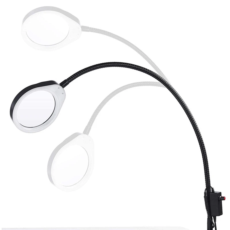 10x20x Magnifier Desk Clamp Magnifying Glass Lamp Led Illuminating 10X Loupe Optical Magnifier for PCB Inspection, Beauty,Tattoo