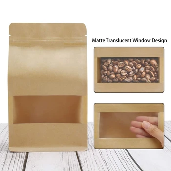 

10/20/50PCS Bag Resealable Zip Lock Kraft Paper Bag Stand Up Foil Heat Seal Food Grade Kitchen Storage