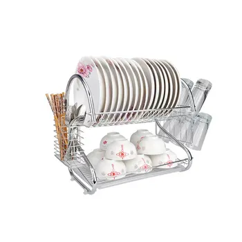 

Double Layers Design Home Kitchen Stainless Steel Cutlery Dish Rack Drainer Dryer Drip Tray Drying Drainer Dryer Drop Shipping
