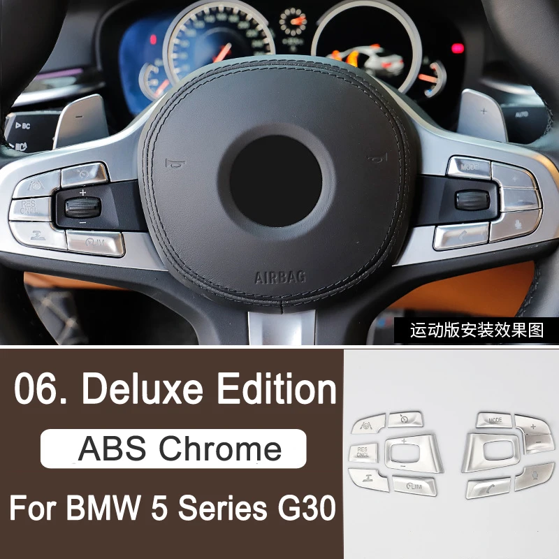 Новое поступление, мультимедийные наклейки на кнопки парковки, Накладка для BMW 5 серии G30 G31-, аксессуары для автомобиля, стильный АБС-хром - Название цвета: 06