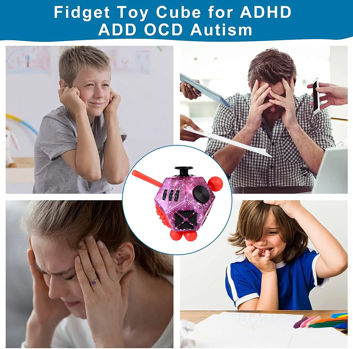 Decompression toy Cube Anti Stress ring Stress Relief cube Toy Anxiety Relief Color wooden cubes creative decompression toys