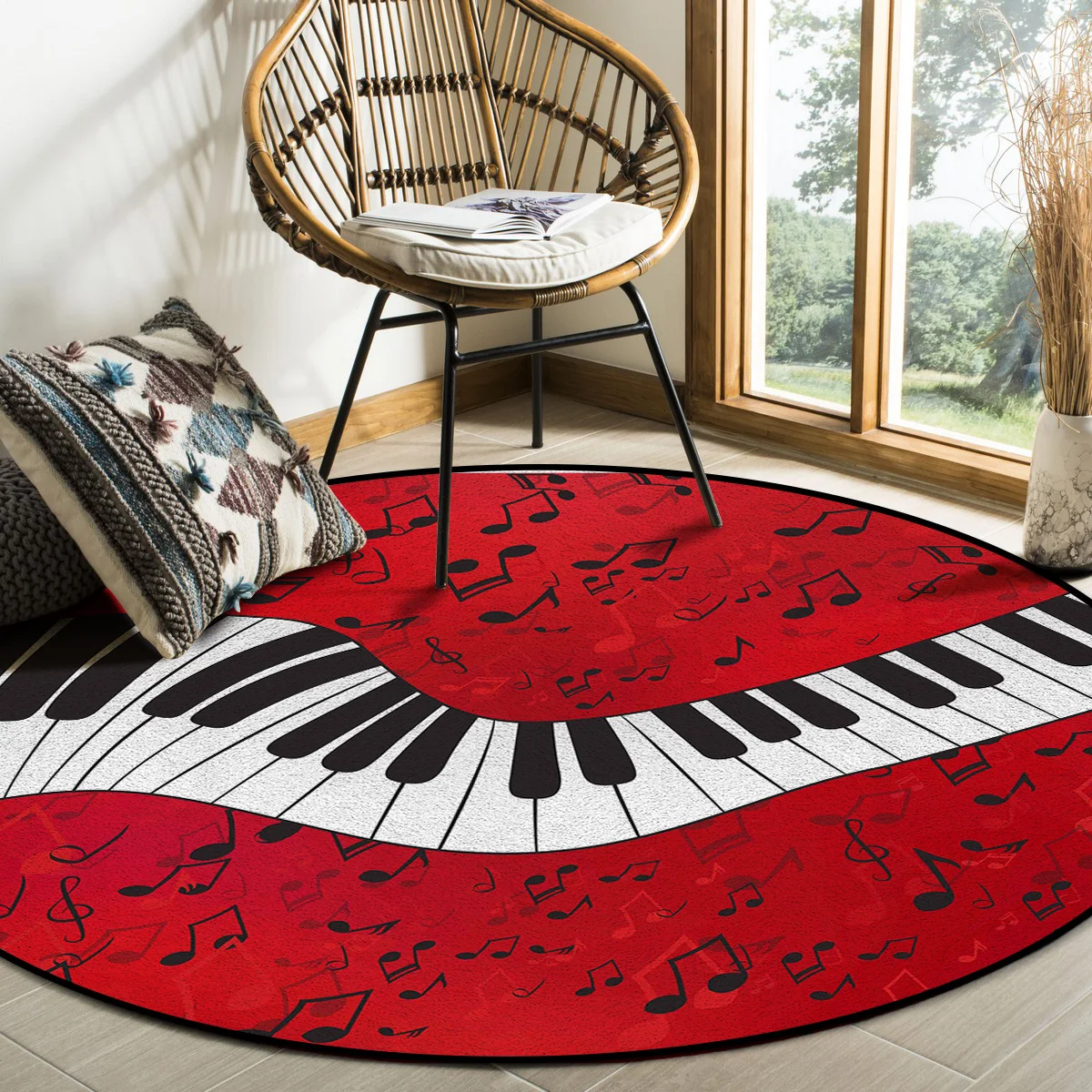 Music Note Colorful Piano Keyboard Area Rugs Kids Bedroom Living