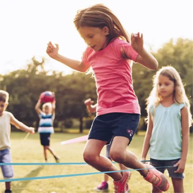 Classic Kids Outdoor Jump Game Elastic Rubber Jump Rope Toys For Children Outside Party Sport Family Cooperation Educati 4