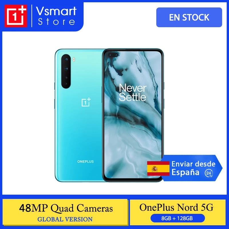OnePlus-Smartphone Nord 5G, versión Global, Pantalla AMOLED fluida de 6,44 y 90Hz, cámaras traseras Quad de 48MP, cámara frontal Dual de 32MP, NFC； código: 04ESOW20(€149-20);04ESOW14(€99-14);SAVINGSES13(€150-13);