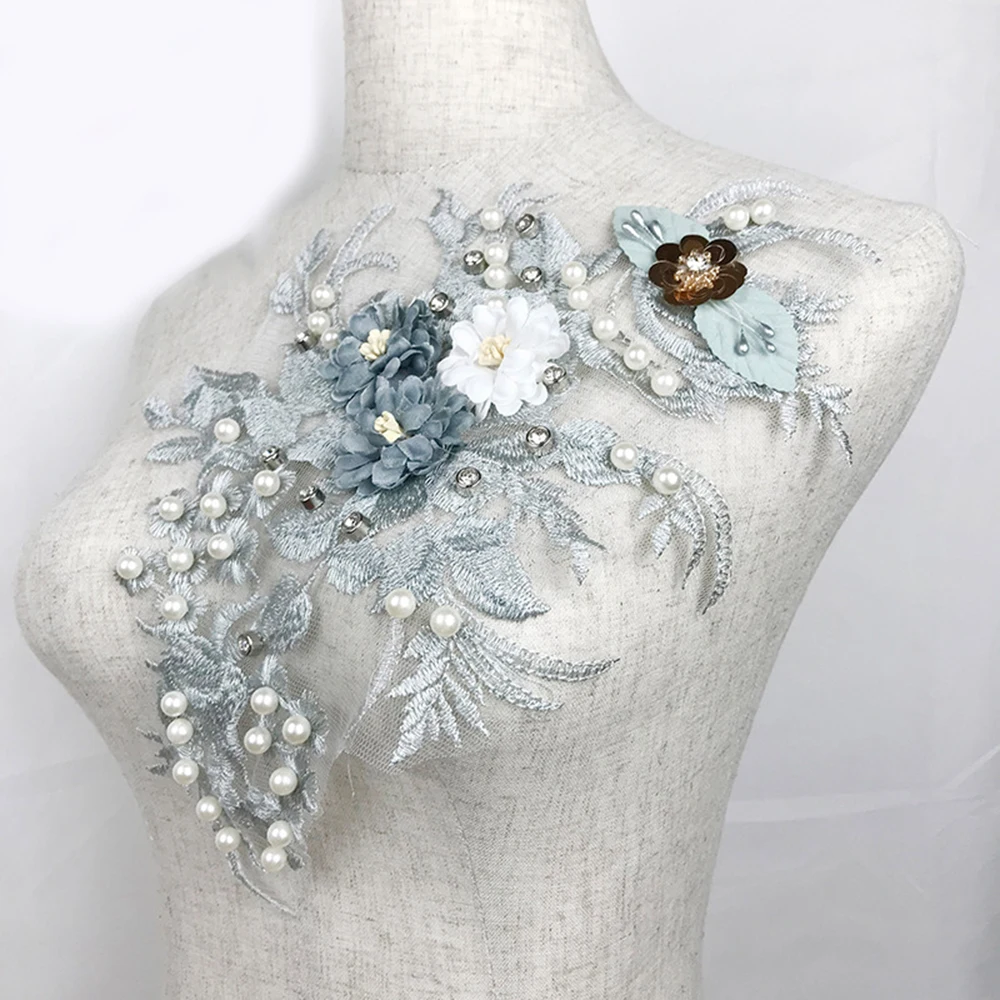 Женская Темперамент формальная мода сетка вышивка дикая одежда аксессуары наклейка цветок свадебное платье костюм украшение
