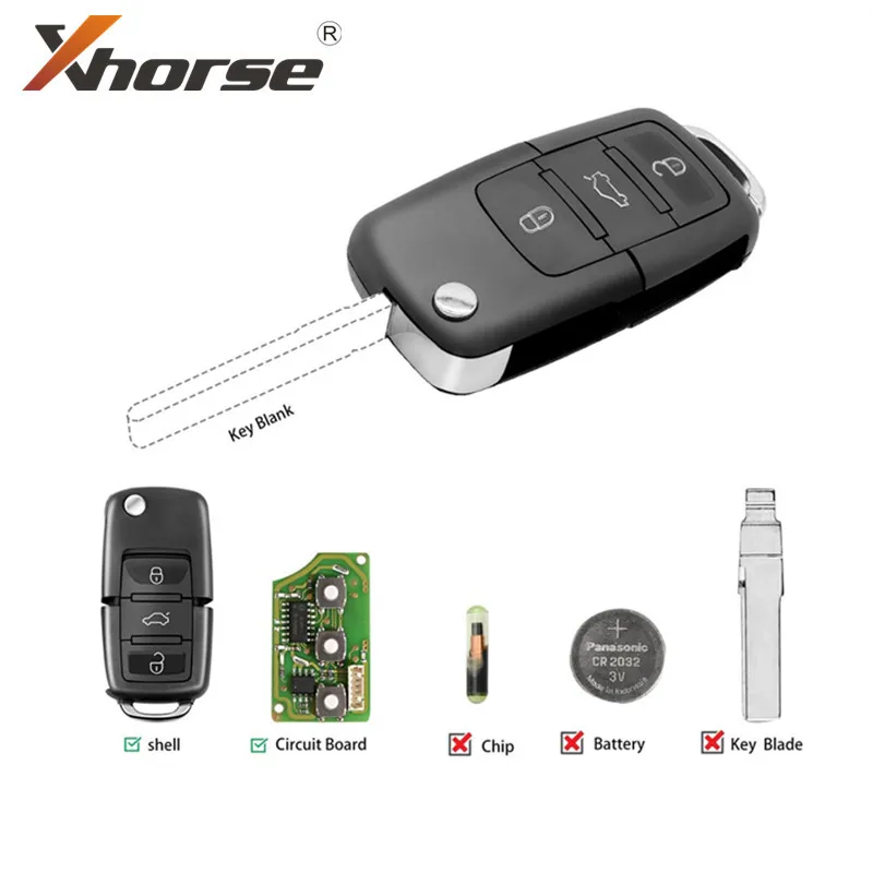 Xhorse XKB501EN Тип для Volkswagen B5 стиль дистанционный ключ 3 кнопки платы провод 10 шт./лот| |